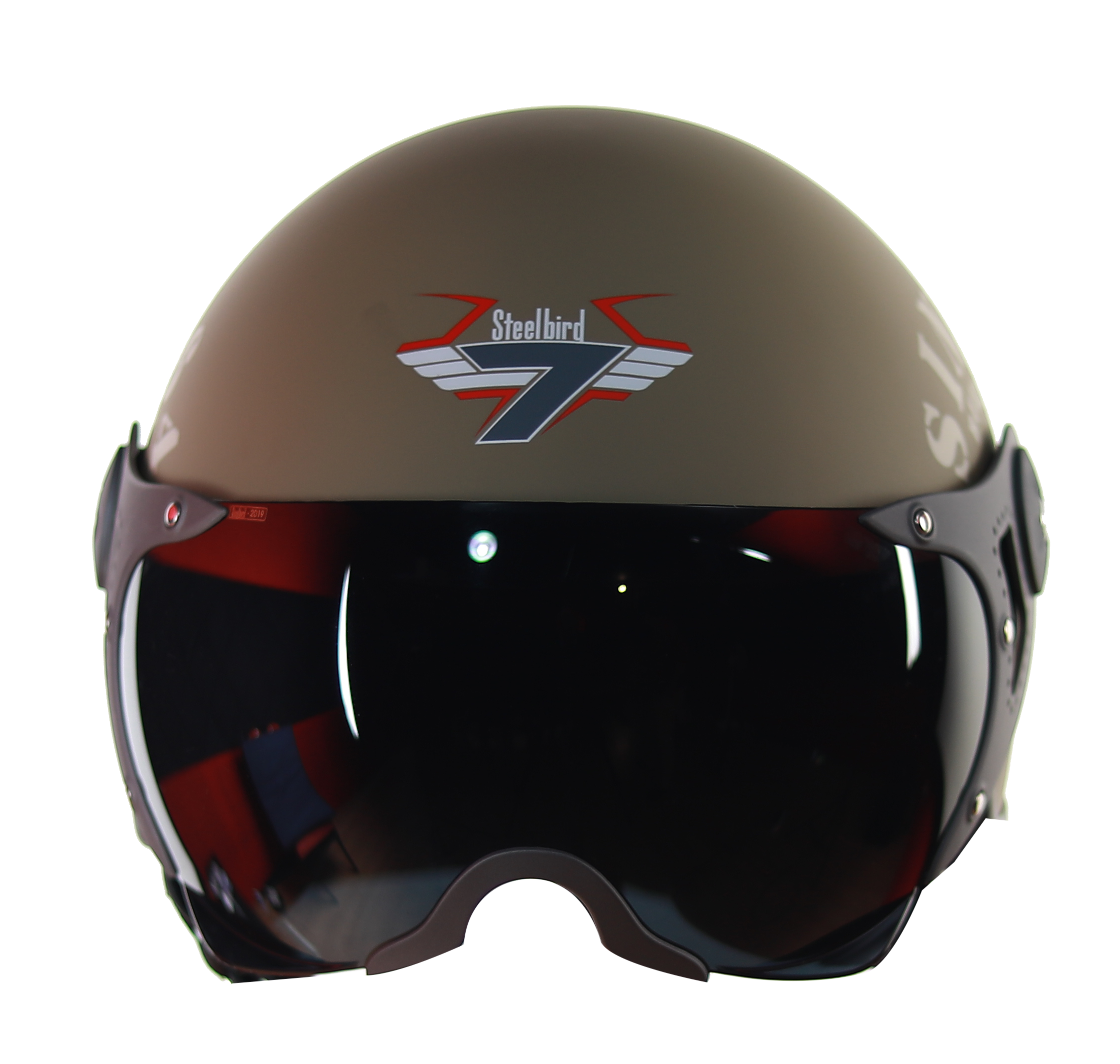 Steelbird SB-27 7Wings Tank Open Face Graphic Helmet (Matt Desert Storm Desert Storm With Chrome Gold Visor)